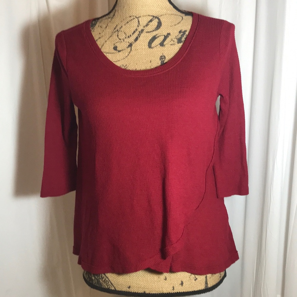 Hollister Red Thermal Waffle Knit Top Faux Wrap M